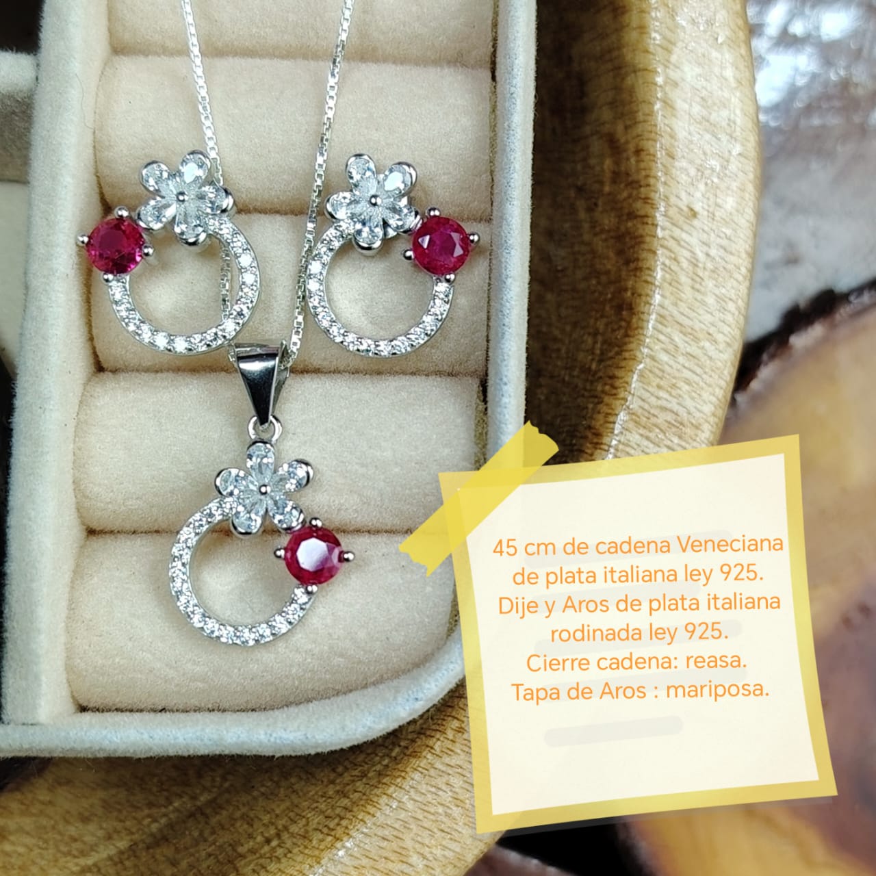 conjunto de plata incrustado con microcircones joyería de lujo