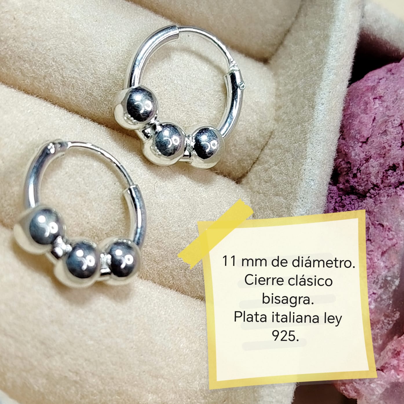Argollas triple esferas 11 mm