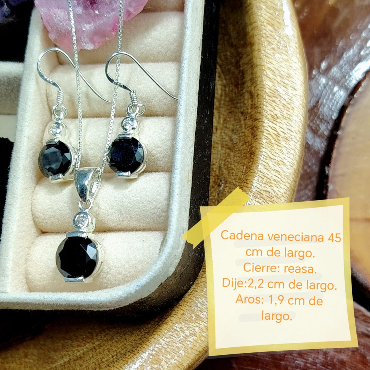 Conjunto de plata circón negro