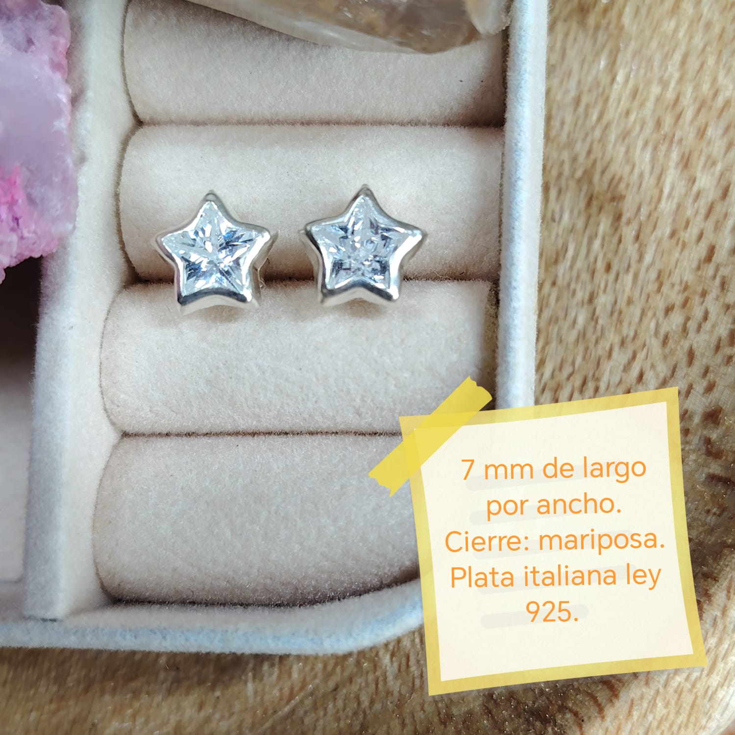 Aros pegados estrellas con cristal translucidos