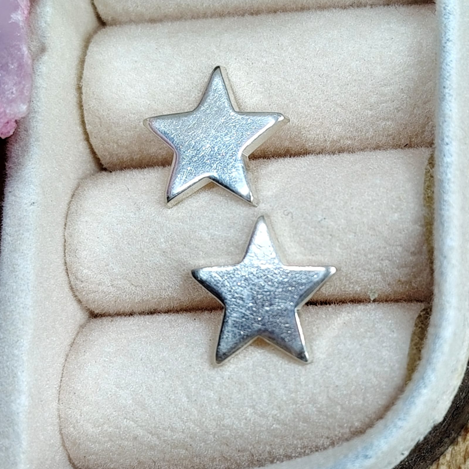 Aros pegados estrellas plata lisa