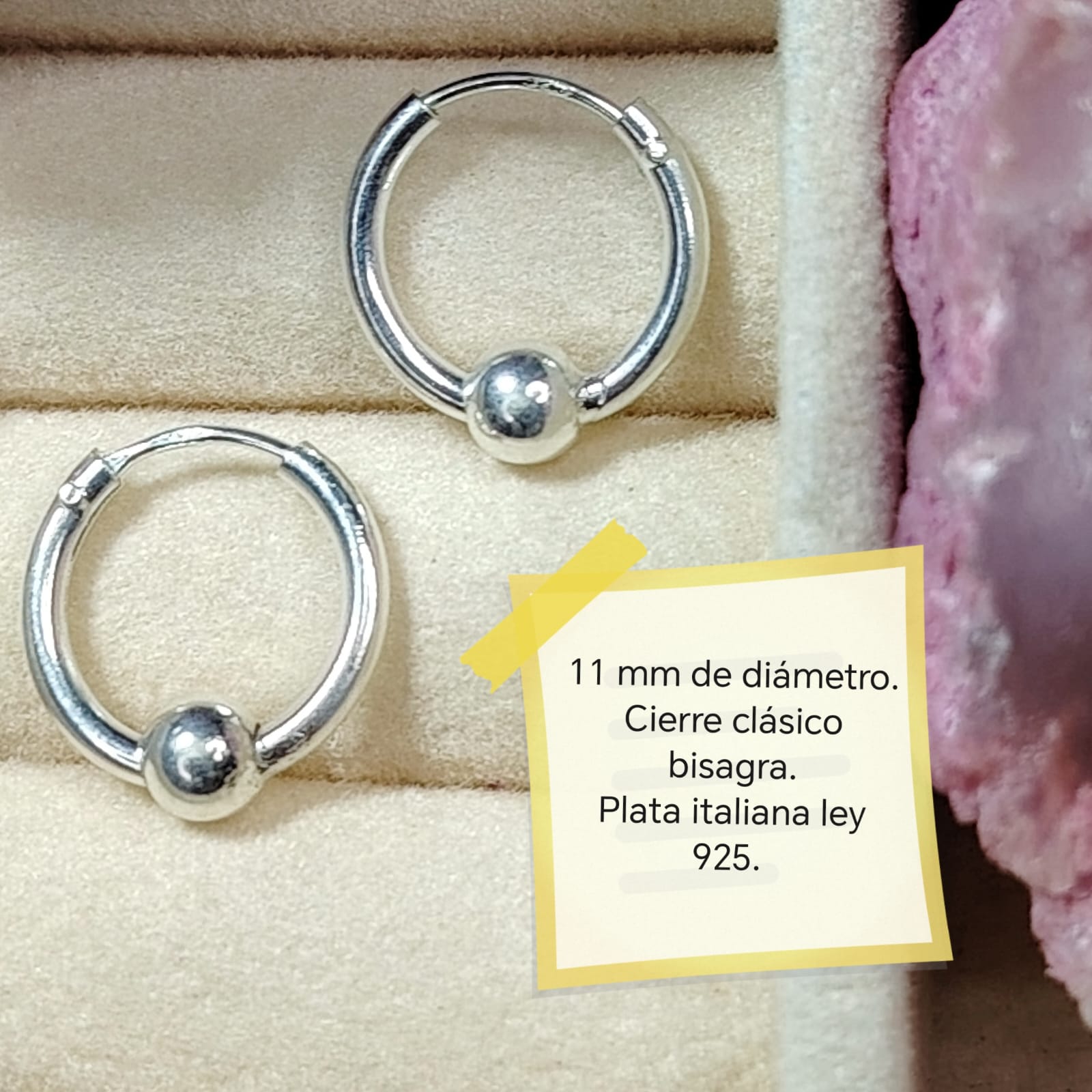 Argollas con una esfera de plata 11 mm