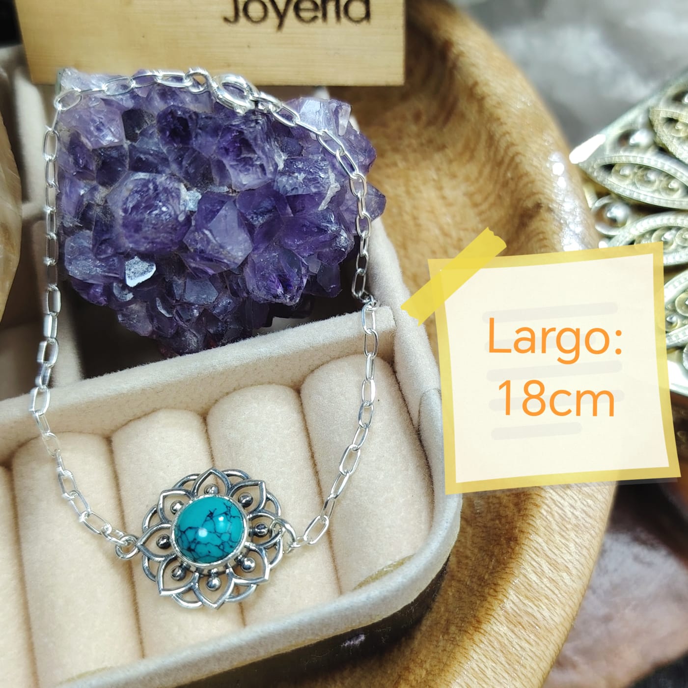 Pulsera flor piedra natural turquesa