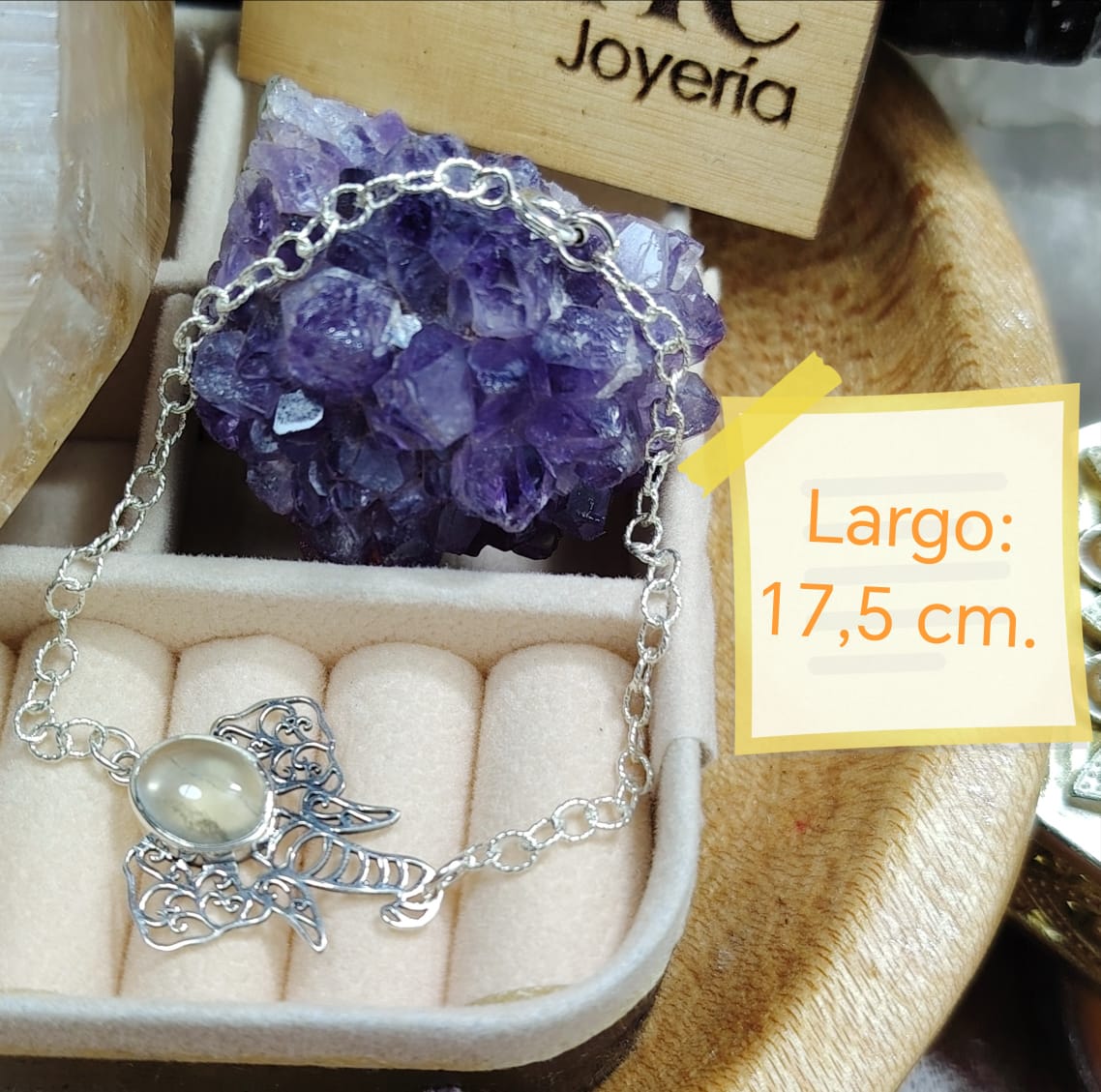 Pulsera elefante de plata con piedra natural