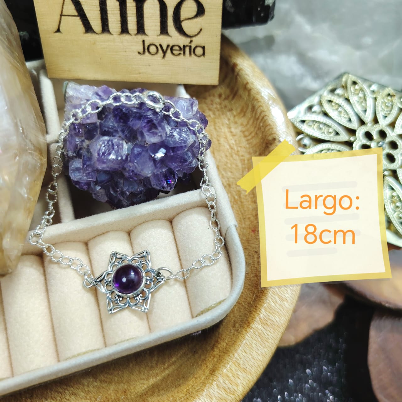 Pulsera flor piedra natural amatista