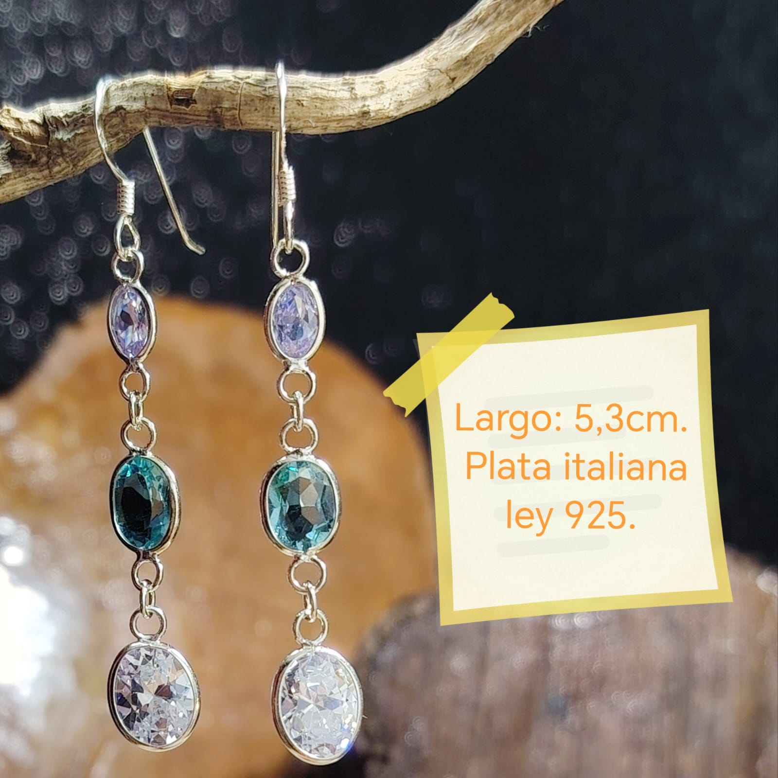 Aros largos triple cristal