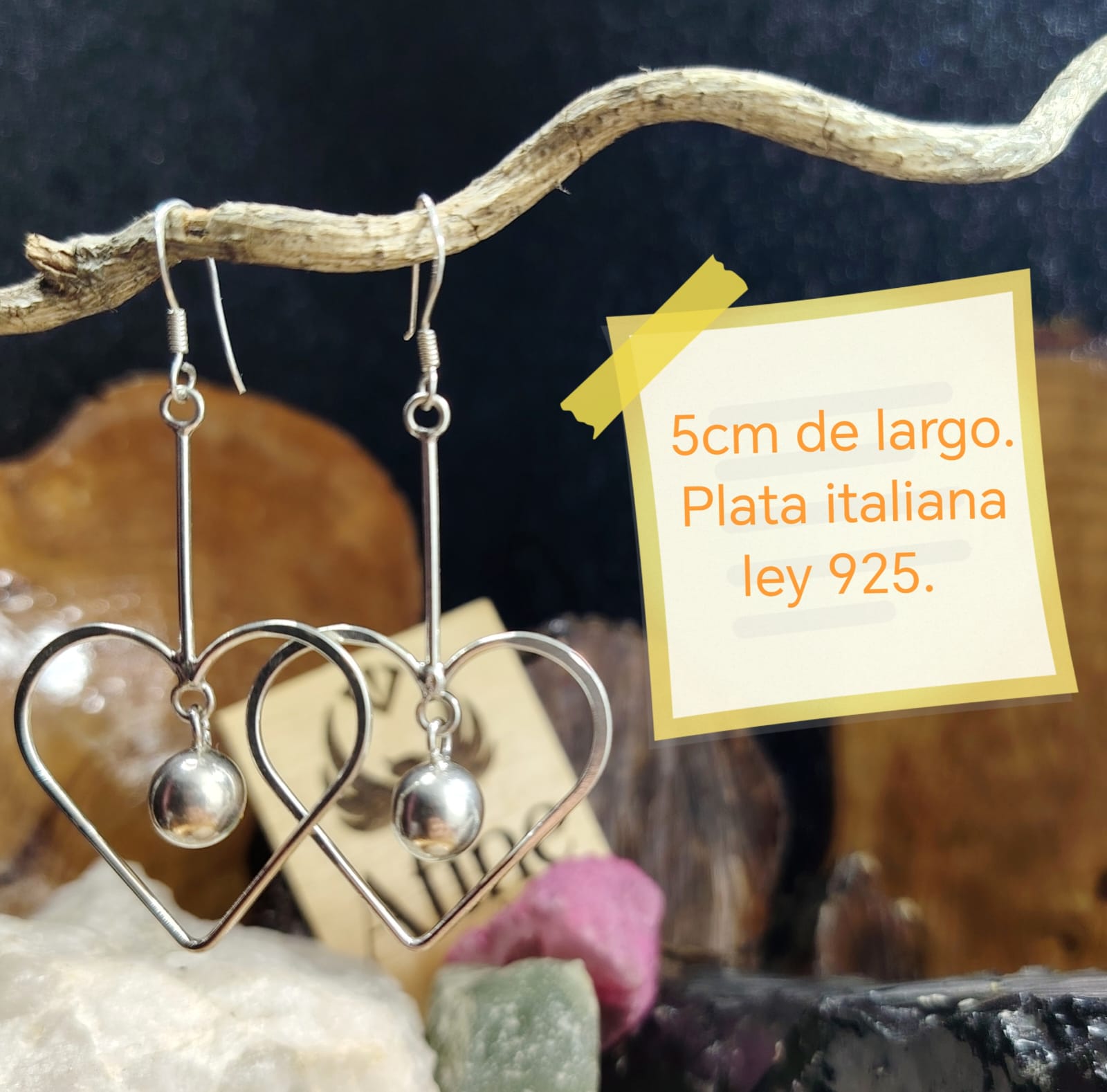 Aros largos de corazones mas esferas