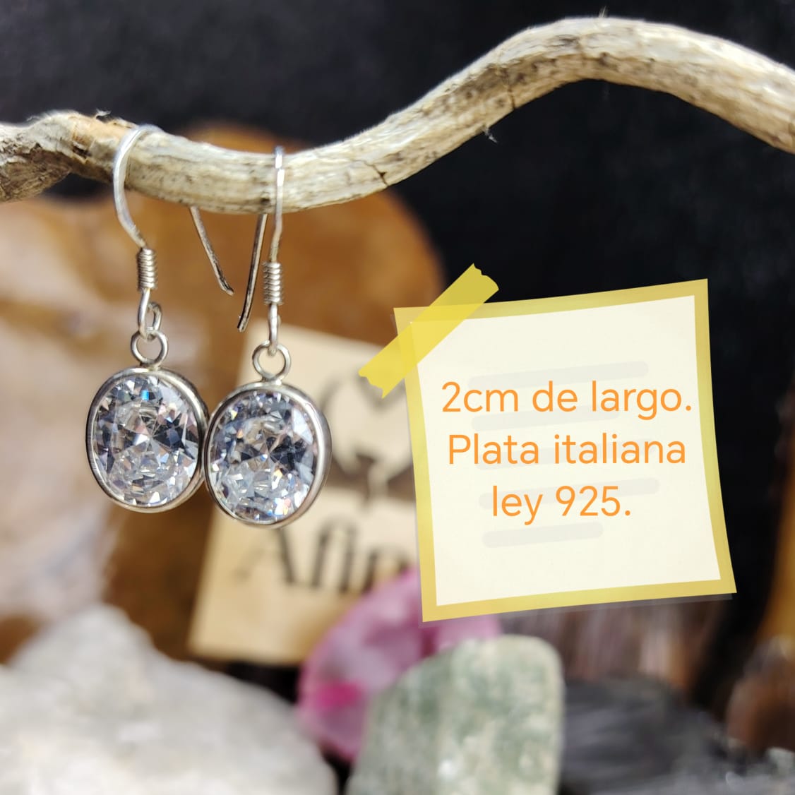 Aros semi largos con cristal translucidos