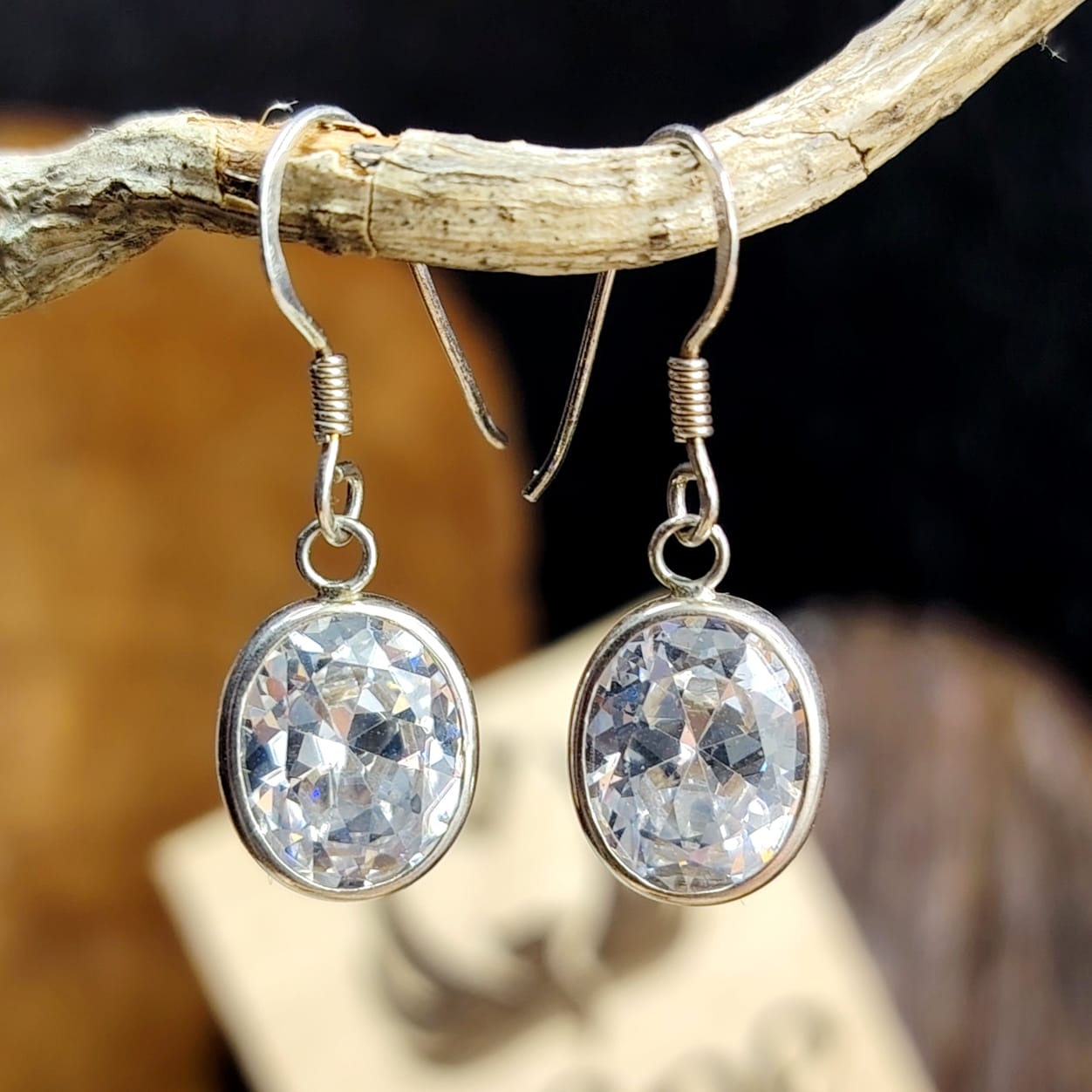 Aros semi largos con cristal translucidos