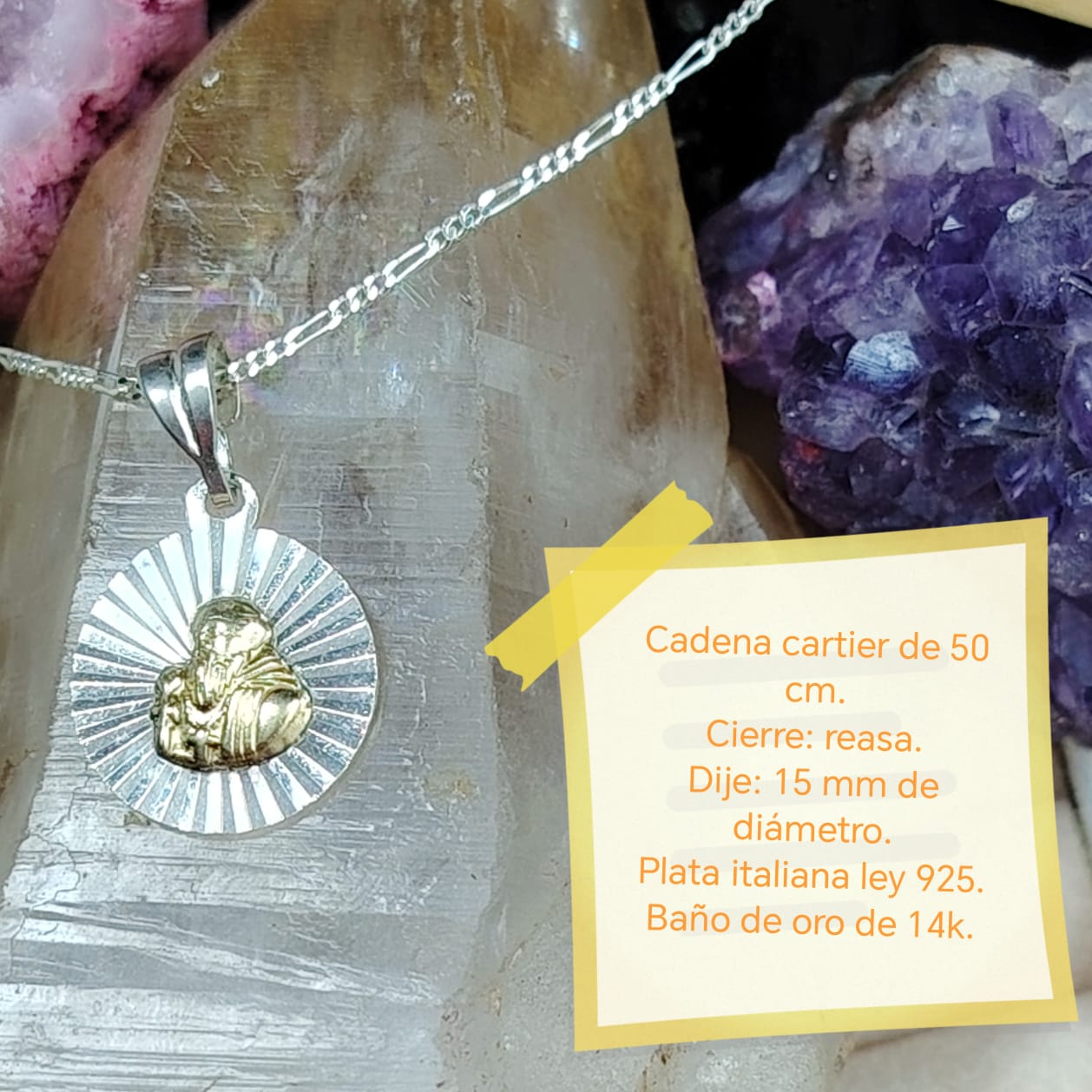 Collar con dije san Benito bañado en oro
