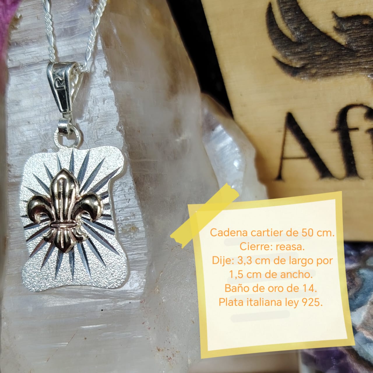 Collar con dije flor de Liz bañada en oro