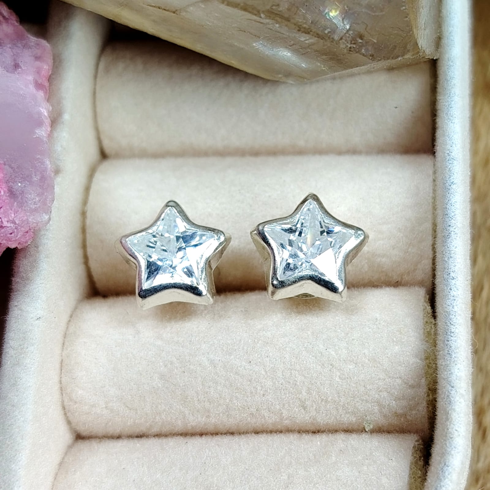 Aros pegados estrellas con cristal translucidos