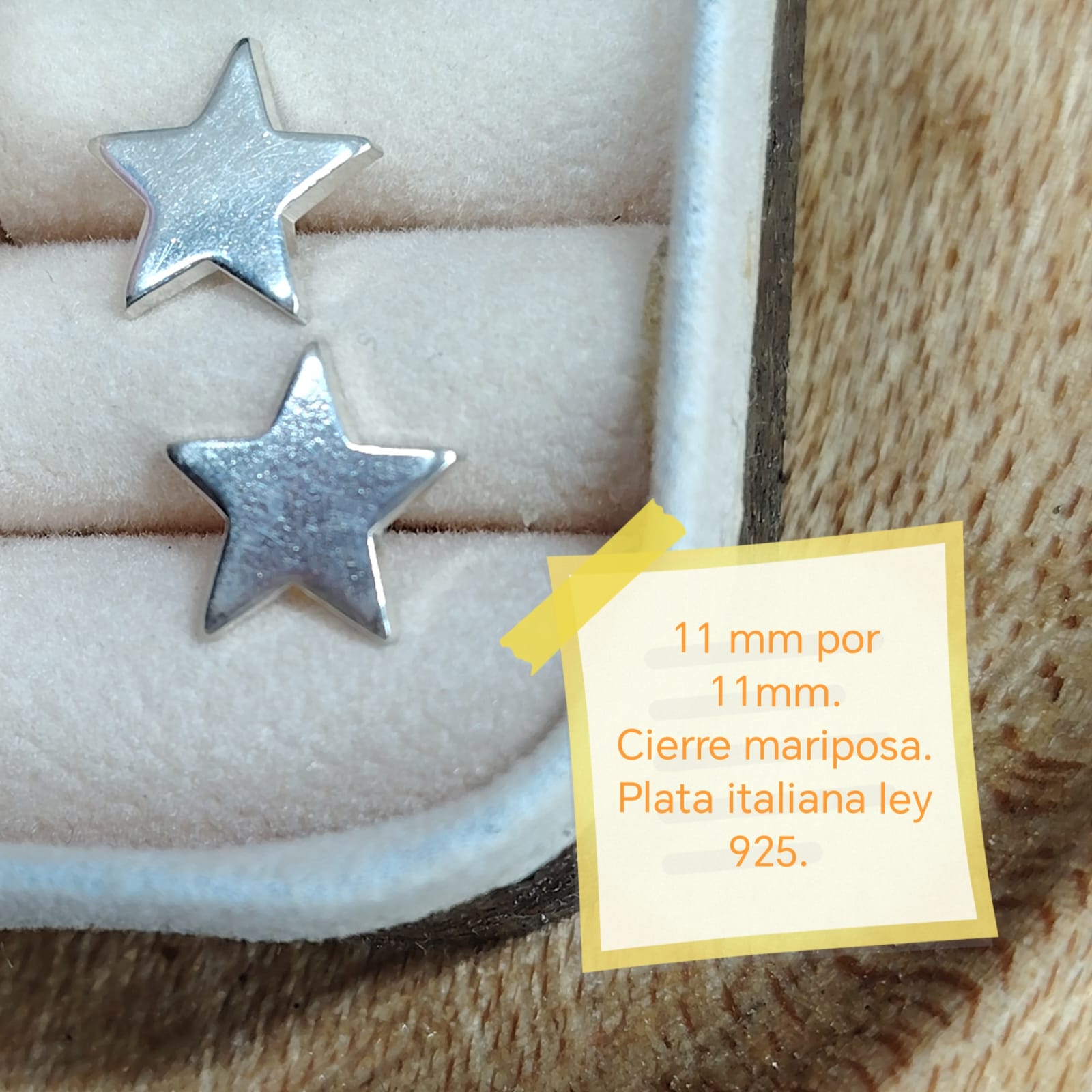 Aros pegados estrellas plata lisa