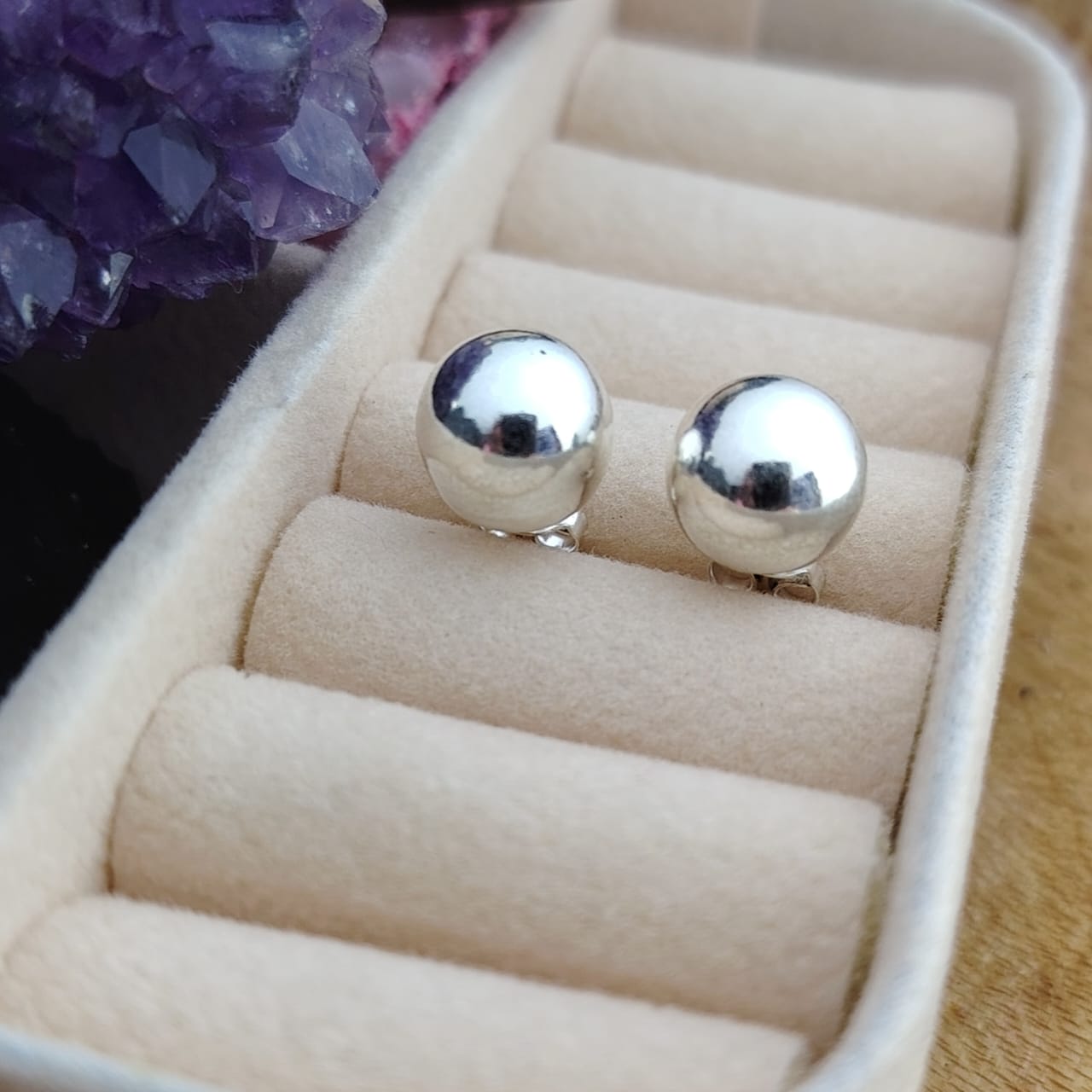 aros esferas de plata grandes