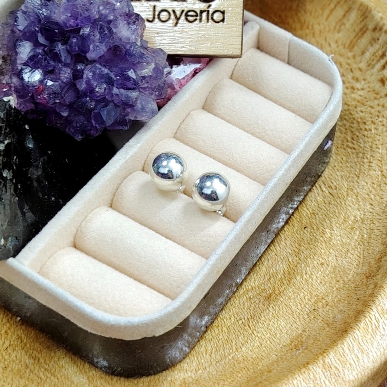 aros esferas de plata grandes