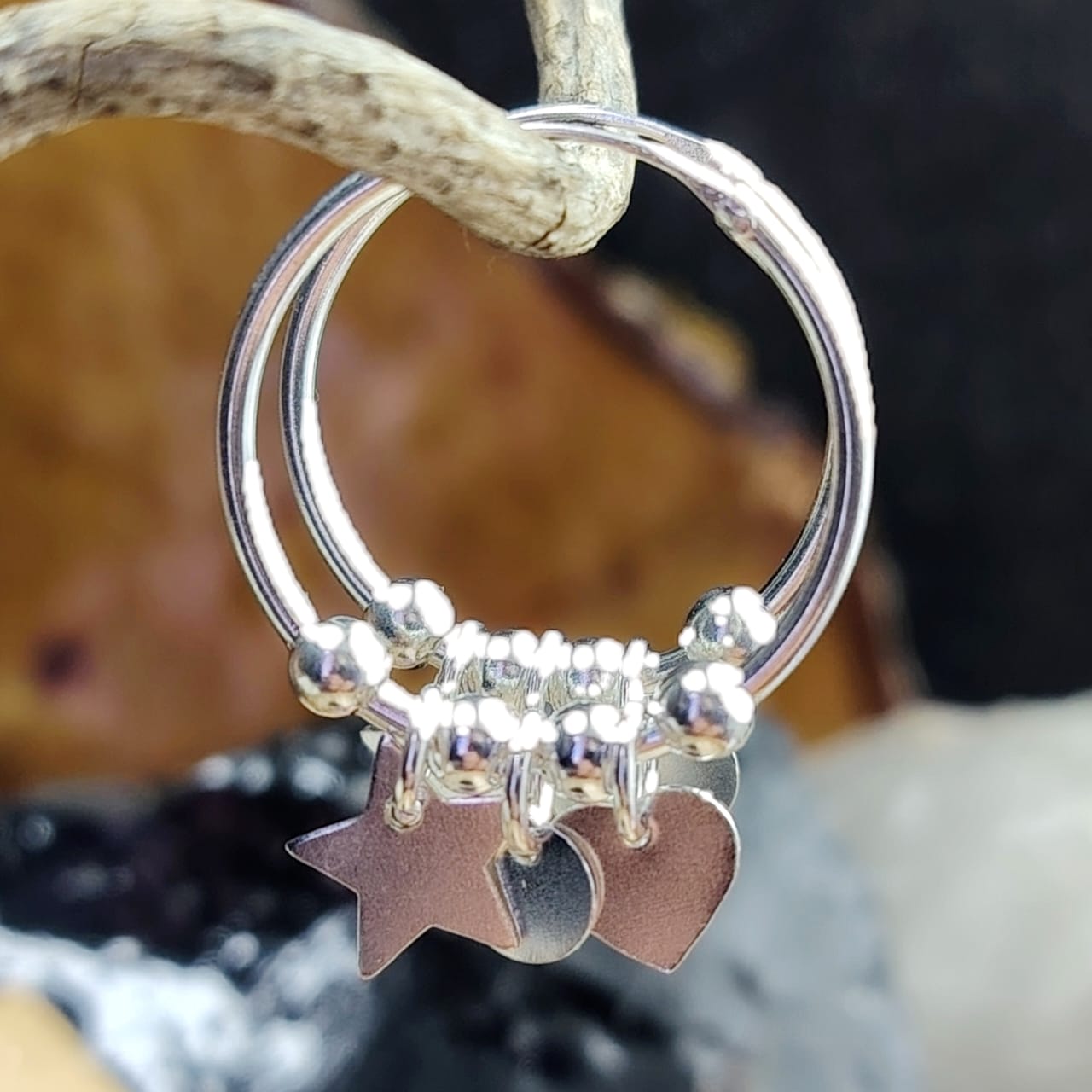 Argollas con chiches estrella, corazón mas circunferencia