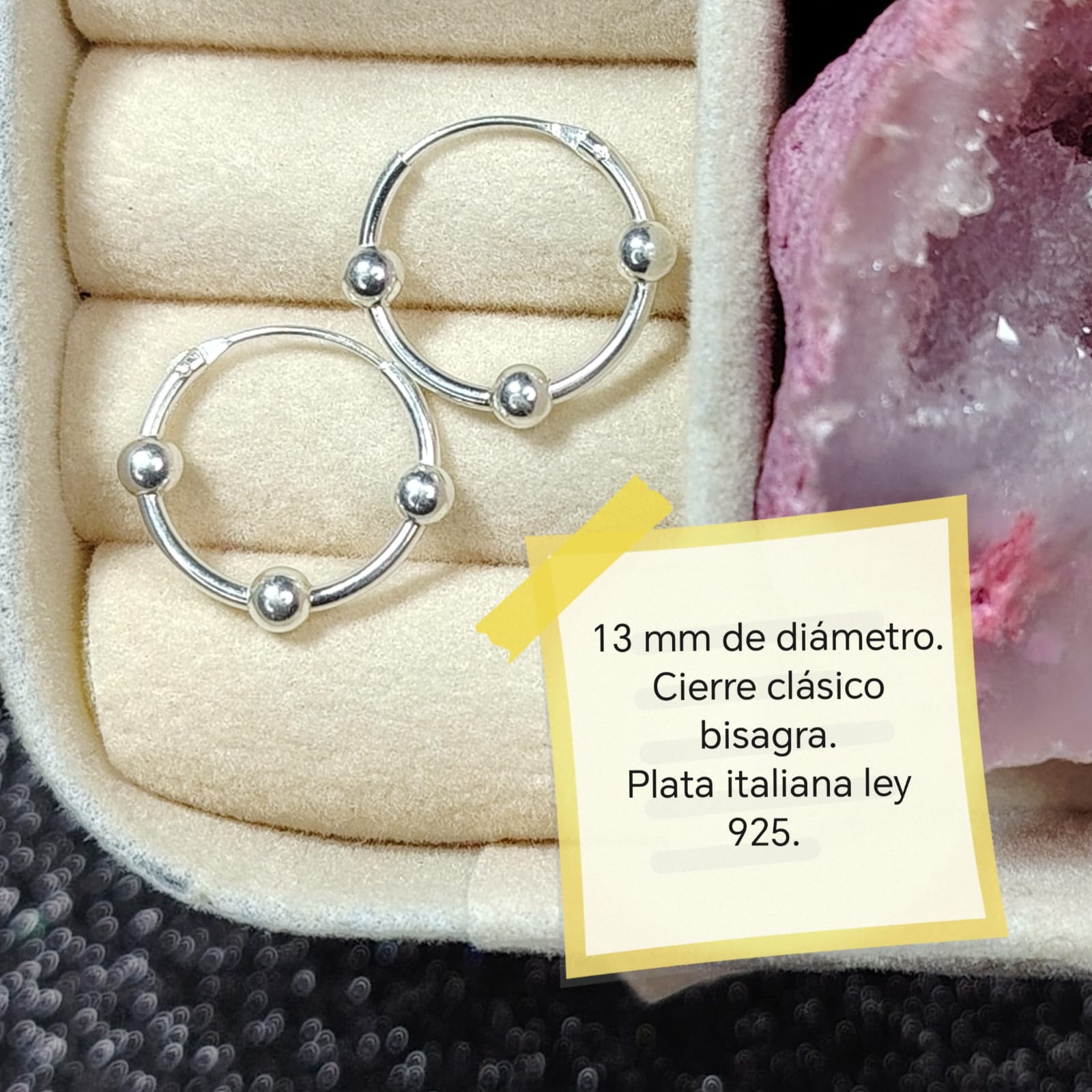 Argollas con esferas de plata 13 mm