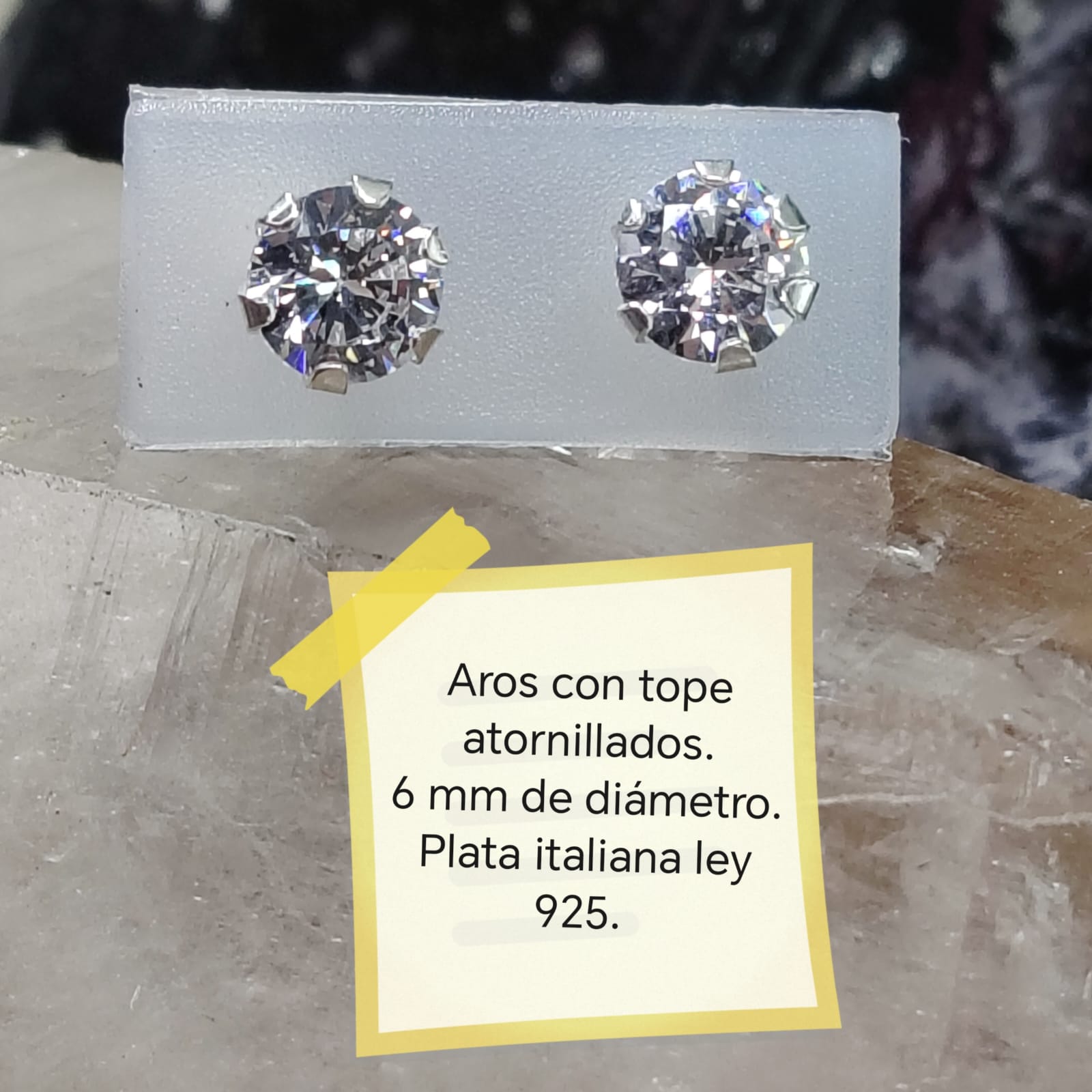 Aros niña cristal translucidos 6 mm - atornillados