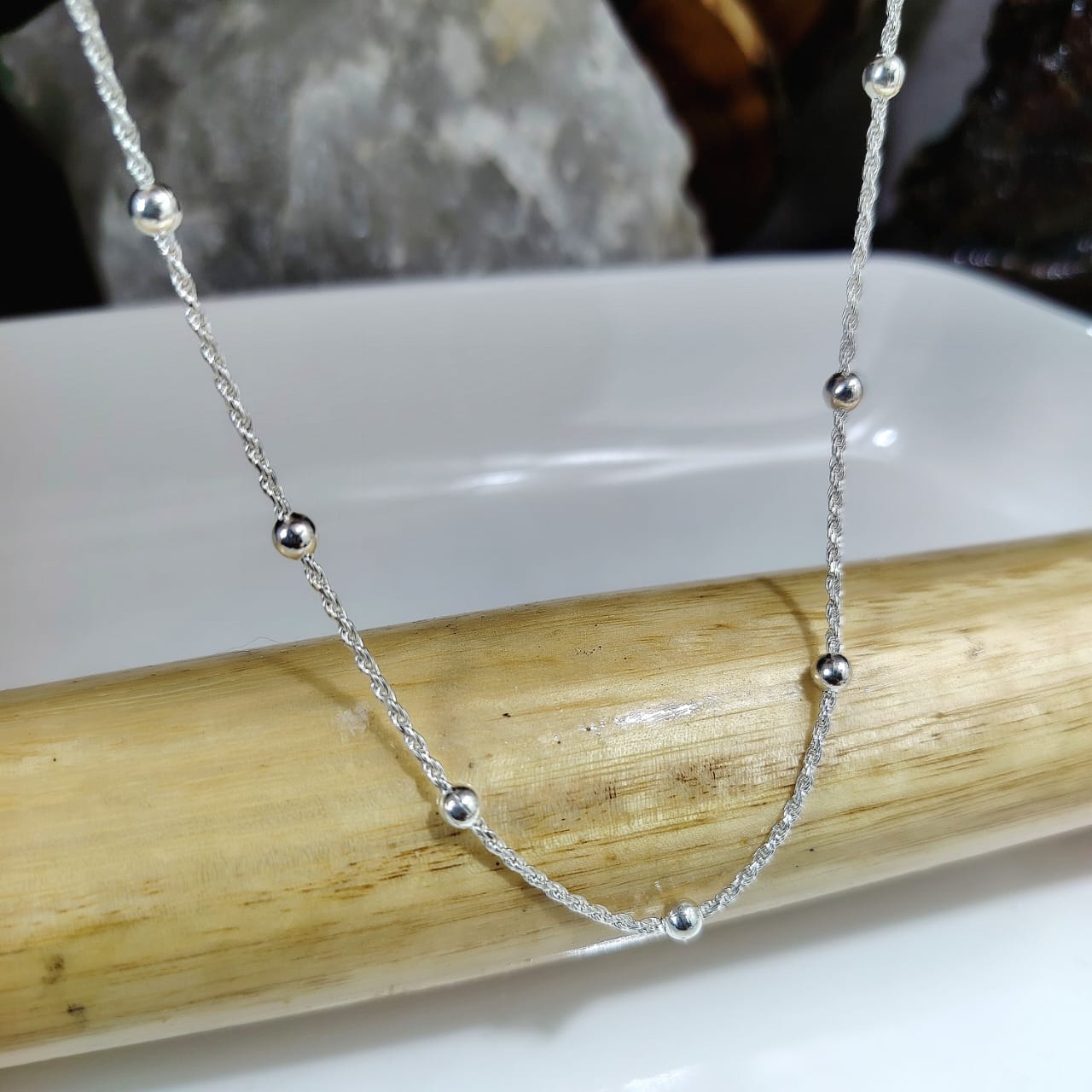 Collar con Balines de plata 44 cm