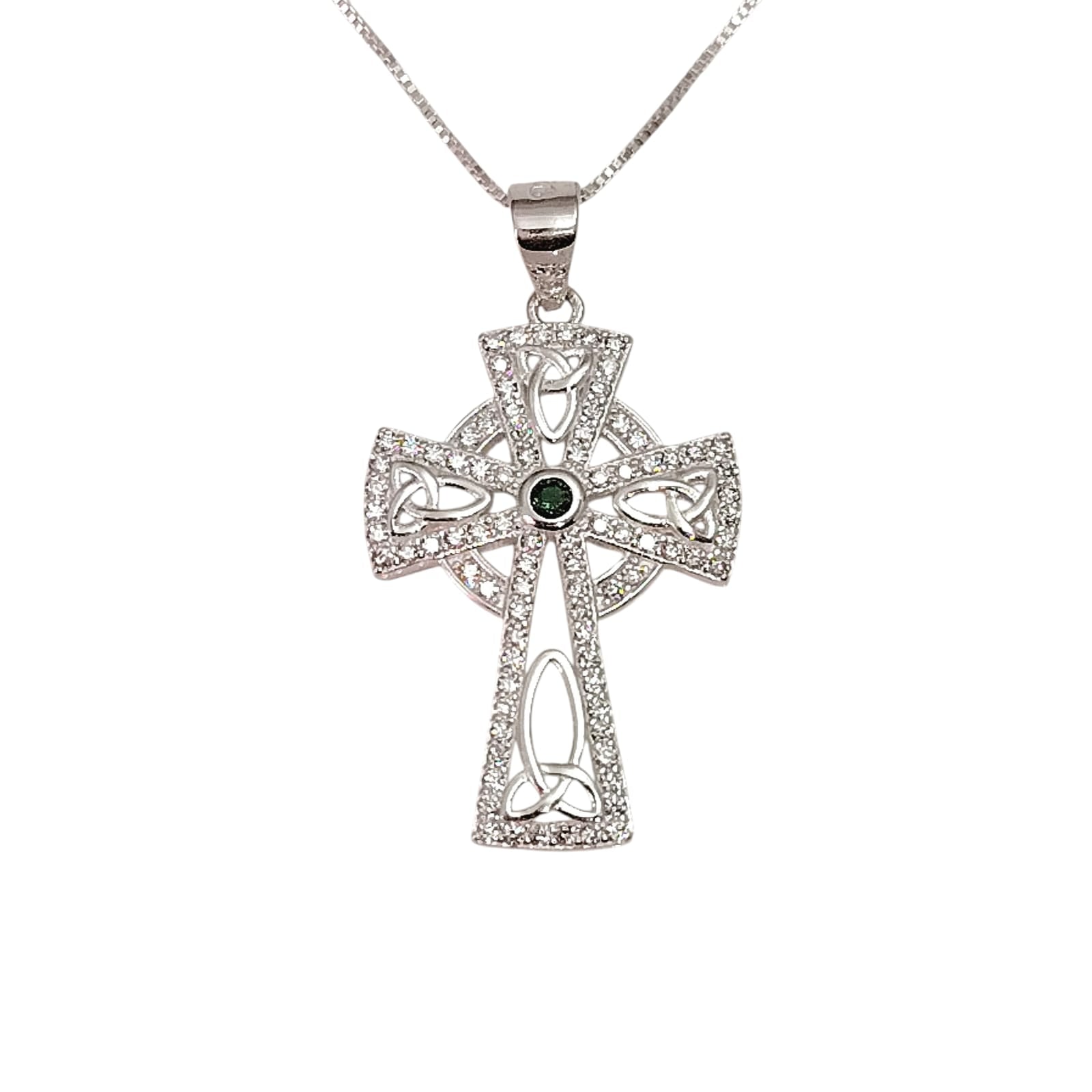 Collar cruz con incrtaciones de microcircones y simbolo triqueta