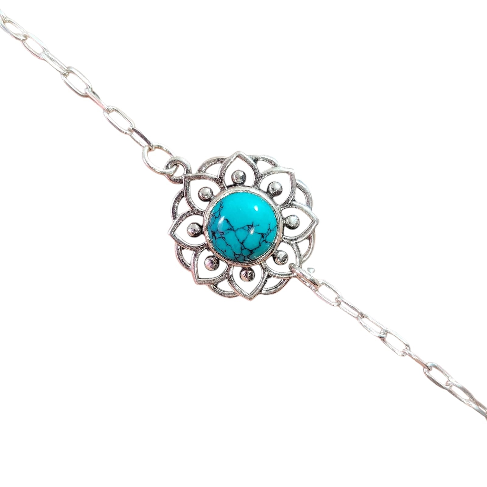 Pulsera flor piedra natural turquesa