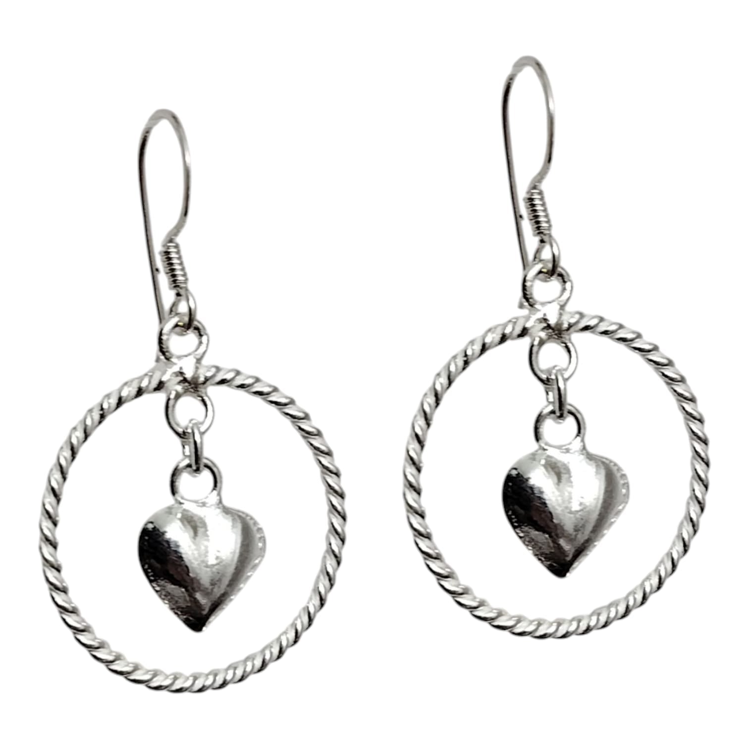 Aros largos redondos con chiche corazón