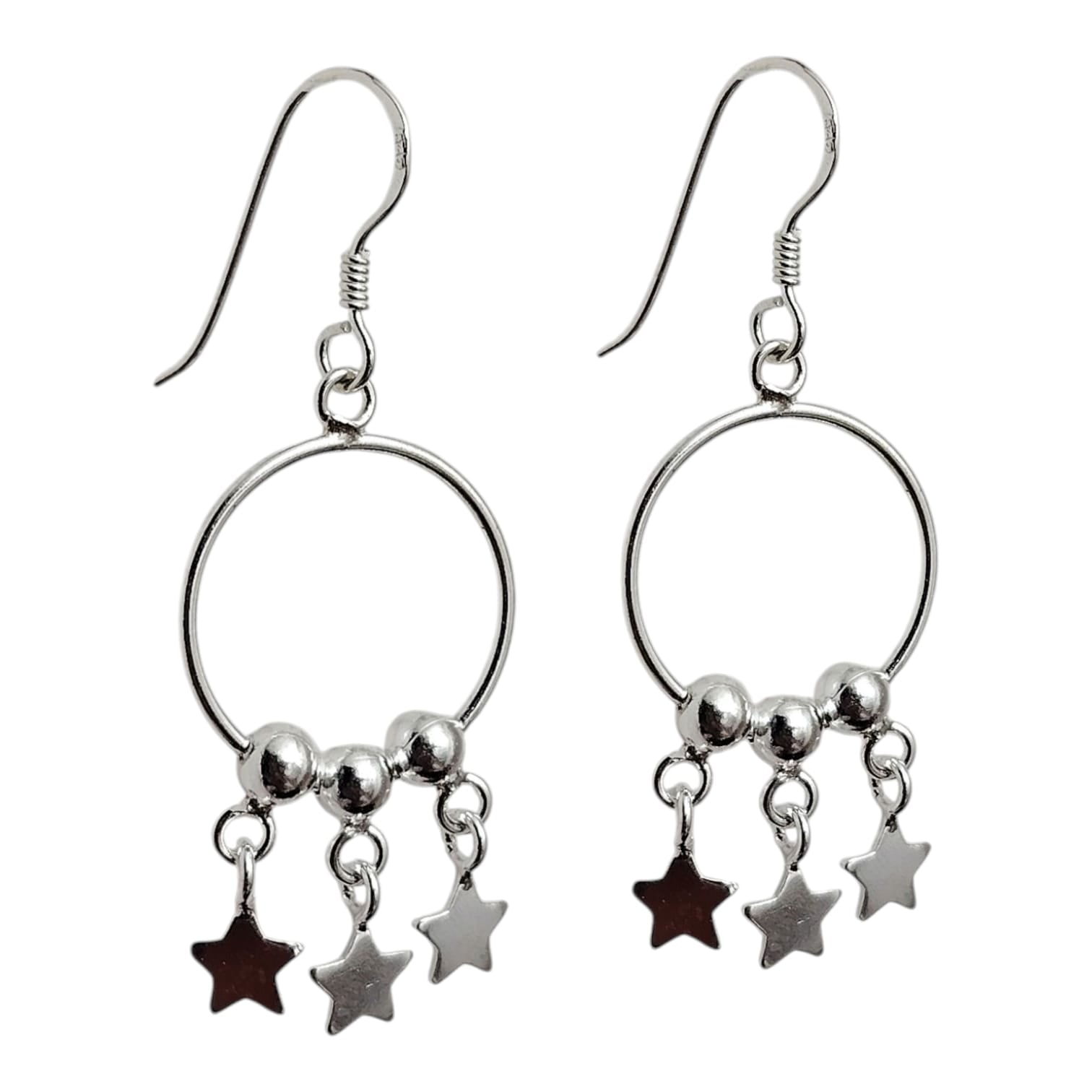 Aros largos circunferencia con chiches de estrellas