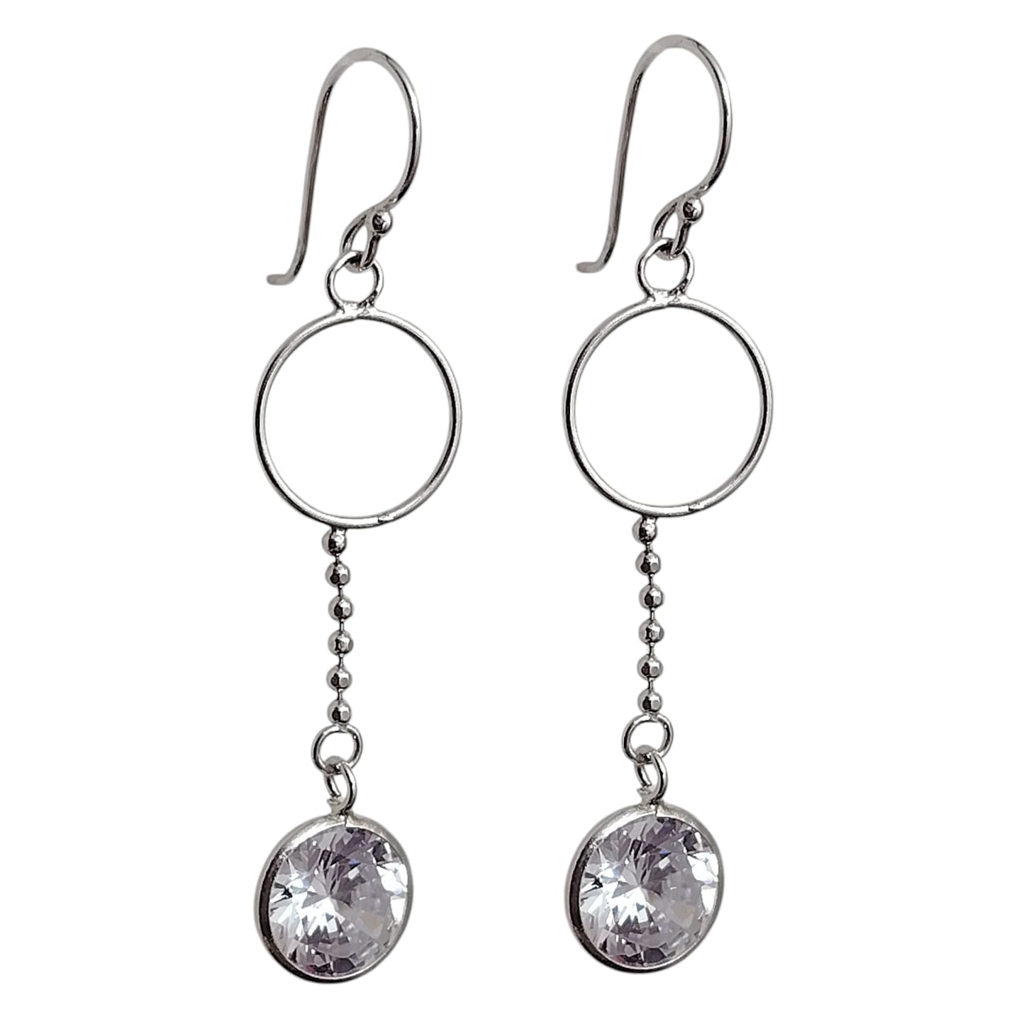 Aros largos con terminación en circón translucido