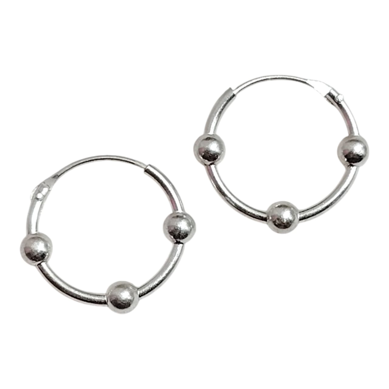 Argollas con esferas de plata 13 mm
