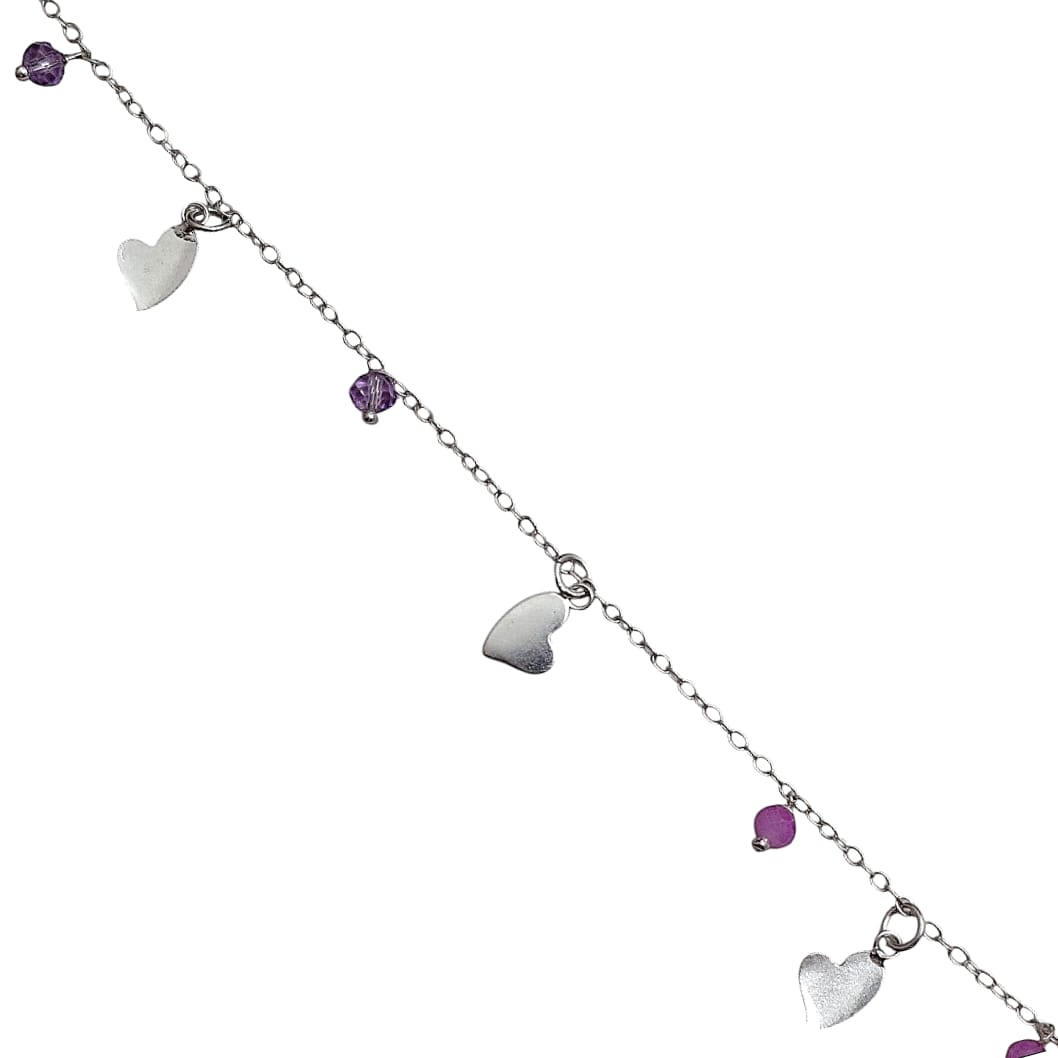 Pulsera con chiches de corazones y cuencas de cristales