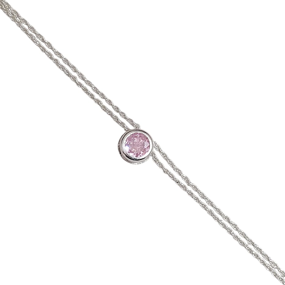 Pulsera punto de luz rosado doble cadena