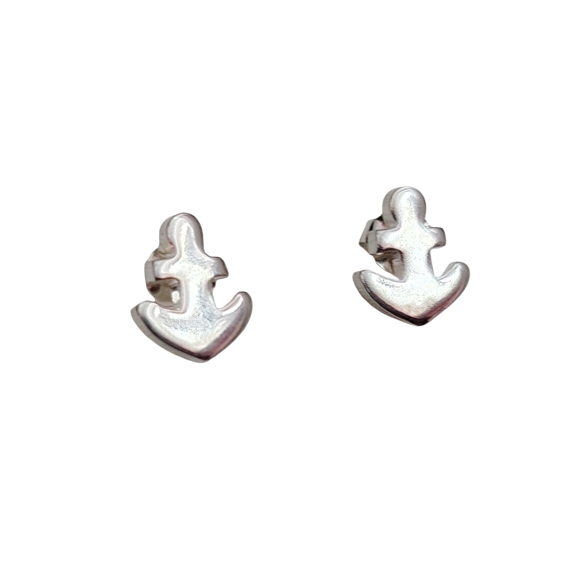 Aros pegados ancla plata lisa