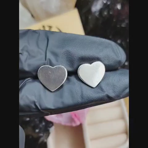 Aros pegados corazón plata lisa