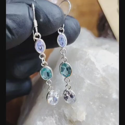 Aros largos triple cristal