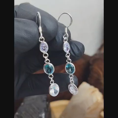 Aros largos triple cristal