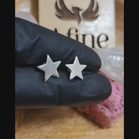 Aros pegados estrellas plata lisa