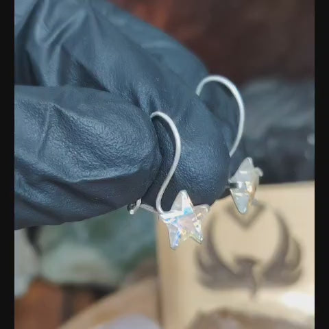 Aros estrella con cristal tornasol