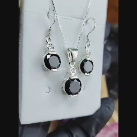 Conjunto de plata circón negro
