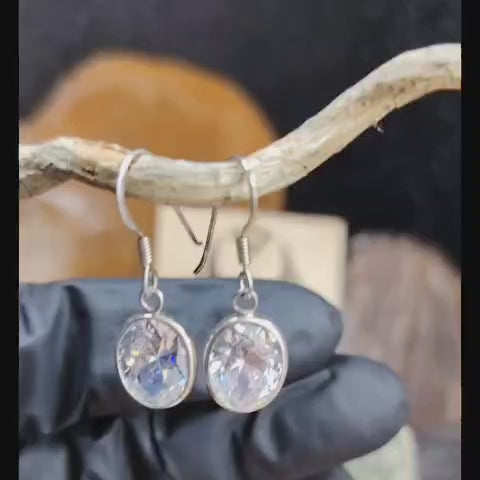 Aros semi largos con cristal translucidos