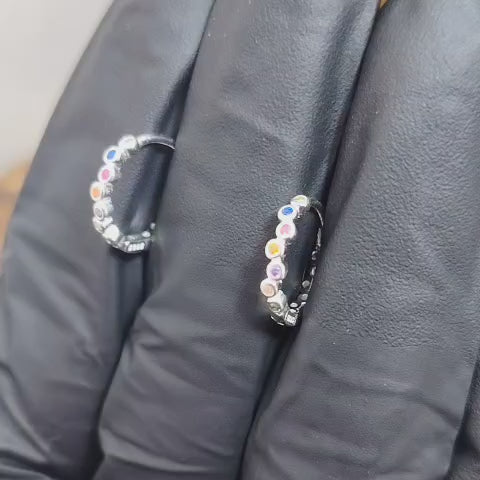 Argollas incrustado con cristales de colores 13 mm