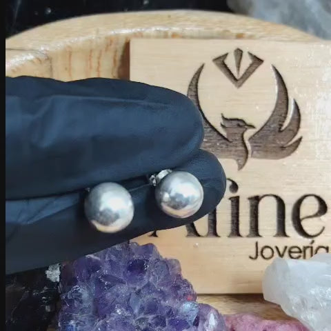 Aros esferas de plata grandes 8 mm