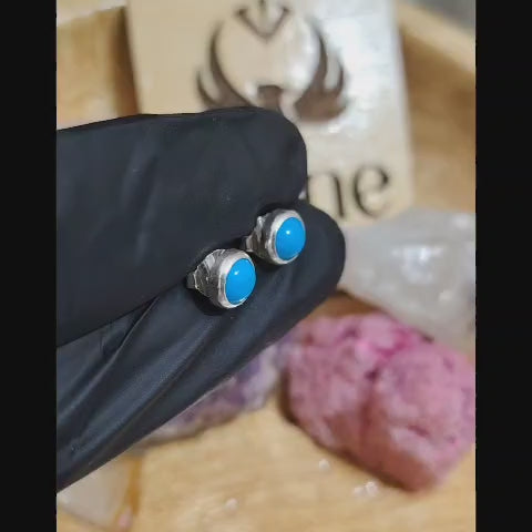 Aros pegados piedra natural turquesa