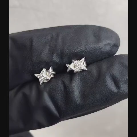 Aros pegados doble estrellas de 4 puntas