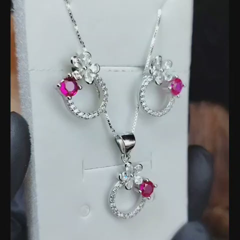 conjunto de plata incrustado con microcircones joyería de lujo
