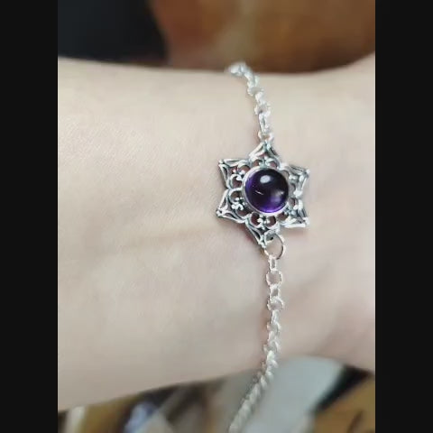 Pulsera flor piedra natural amatista