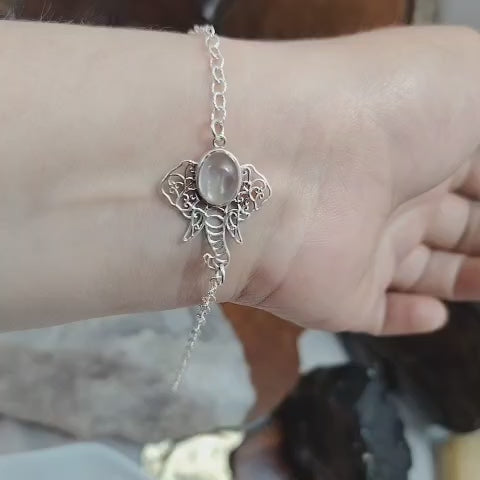 Pulsera elefante de plata con piedra natural