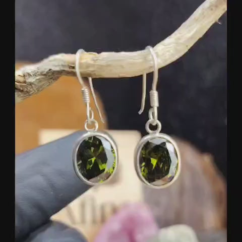 aros semi largos cristal verde oscuro