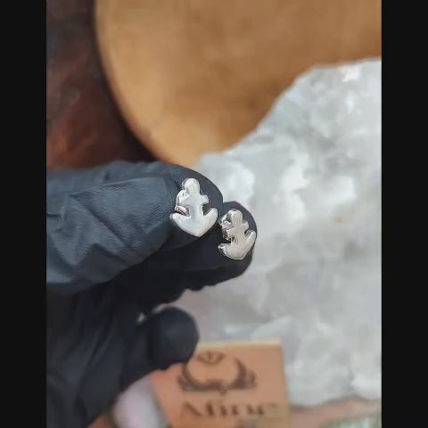 Aros pegados ancla plata lisa