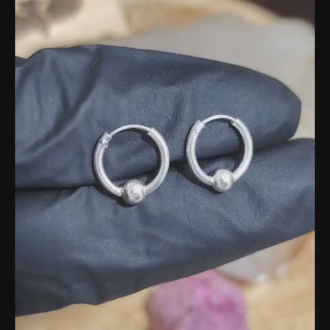 Argollas con una esfera de plata 11 mm