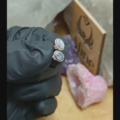 Aros pegados con piedra natural labradorita